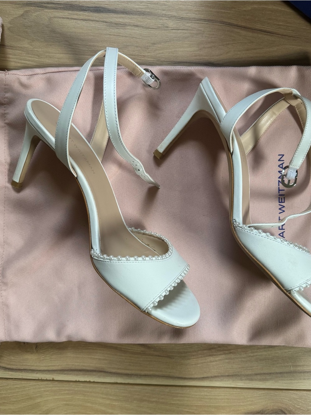 Stuart Weitzman Marilyn Pearl Sandal 75 Bridal Heels White Size 6.5 - Picture 6 of 11